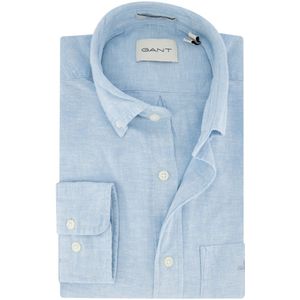 Gant - 3250082 Overhemd - Blauw - Linnen-Katoen Mix