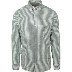 GANT Linnen Overhemd lichtgroen, Gestreept