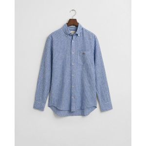 Gant - Overhemd - Blauw Gestreept - Katoen/Linnen