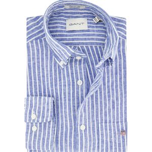 Gant - Overhemd - Blauw Gestreept - Katoen/Linnen