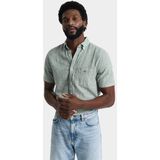 Gant Casual Hemd Korte Mouw Groen Reg Cotton Linen Stripe