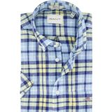 Gant - Overhemd - Blauw - Geruit - Katoen/Linnen