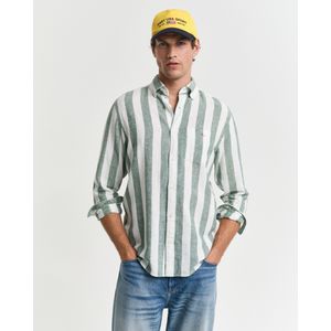 Gant Casual hemd lange mouw Groen REG COTTON LINEN BOLD STRIPE 3250043/318