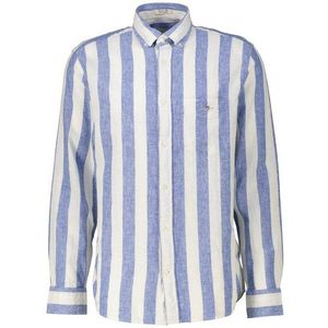 Gant - Casual Hemd - Blauw - Katoen/Linnen - Lange Mouwen