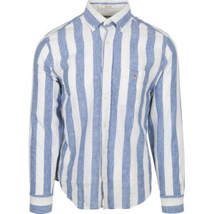 Gant Overhemd Streep Bold Linnen Blauw - Maat XXL - Heren - Overhemden Casual