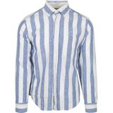 Gant - Casual Overhemd - Blauw - 55% Linnen 45% Katoen