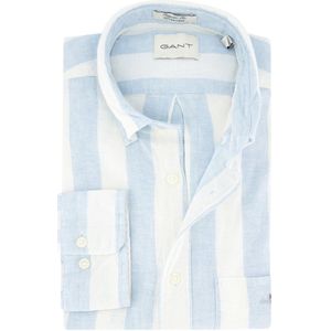 Gant - Overhemd - Lichtblauwe Strepen - Katoen-Linnen Mix