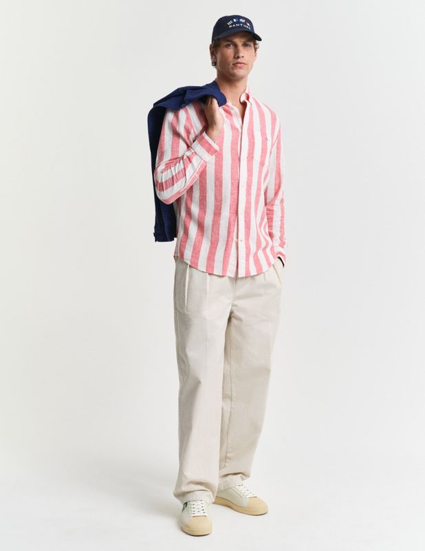 GANT - Regular-Fit Overhemd - Blauw - Linnen-Katoenmix