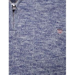 Gant - Katoen Half Zip Trui - Blauw Gemeleerd - 100% Katoen