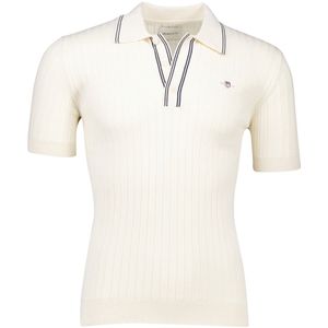 Gant - Poloshirt - Crème - Katoen - Gebreid
