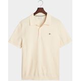 Gant - MICRO TEXTURED COTTON SS POLO - Beige - Katoen