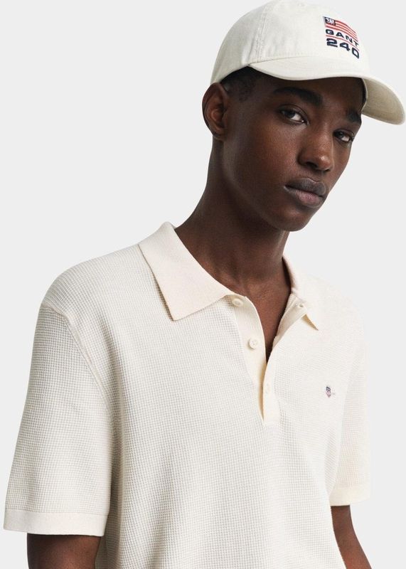 Gant - MICRO TEXTURED COTTON SS POLO - Beige - Katoen