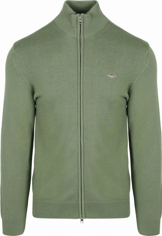 GANT - Men Casual Cardigan - Kalamata Green - Katoen