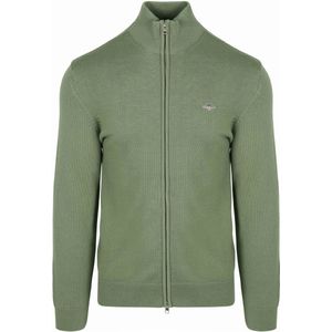 GANT - Casual Zip Cardigan - Kalamata Green - Katoen