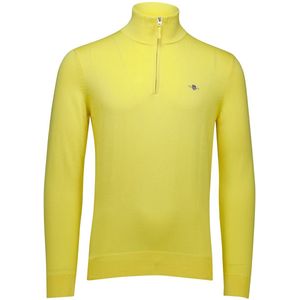 Gant half zip trui geel normale fit katoen