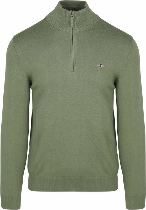 GANT - Classic Cotton Half Zip - Sweater - Kalamata Green - Katoen 100%
