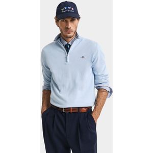 Gant - 8030564 Half Rits Trui - Katoen - Blauw