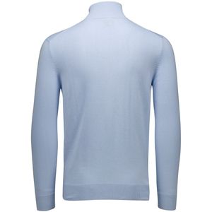 Gant - Half Zip Trui - Effen Lichtblauw - Katoen - Normale Fit