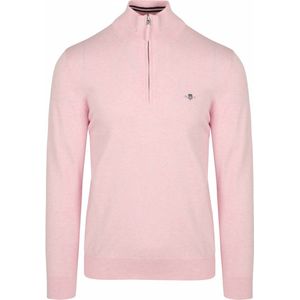 Gant Half Zip Trui - Lichtroze Katoen - Regular-Fit