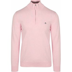 GANT - Classic Cotton Half Zip - Trui - Lichtroze Melange - Katoen 100%