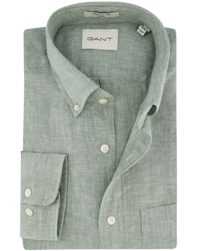 Gant, Heren, Overhemden, Groen, Maat: S Linnen,