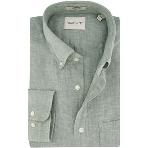 Gant - Overhemd - Groen - Linnen - Regular Fit
