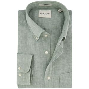 Gant - Overhemd - Groen - Linnen - Regular Fit