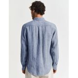 Gant - Overhemd - Donkerblauw - Linnen - Lange Mouw - Wijde Fit