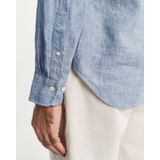 Gant - Overhemd - Donkerblauw - Linnen - Lange Mouw - Wijde Fit