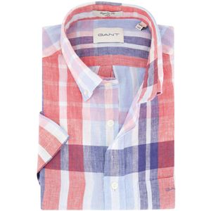 Gant - Overhemd - Rood Blauw Wit Geruit - 100% Linnen