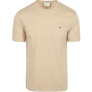Gant T-shirt Beige - Regular Fit - Katoen - Korte Mouwen