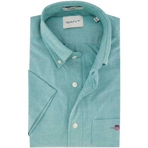 Gant - Katoenen Overhemd - Korte Mouw - Turquoise - 100% Katoen