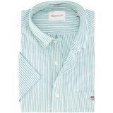 Gant - Regular Fit Overhemd - Mint Groen - Katoen - Korte Mouwen