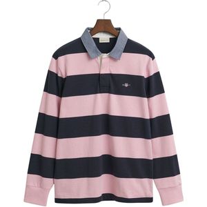 Gant Heavy Rugger Shield Polo - Navy Roze - Heren - Longsleeve