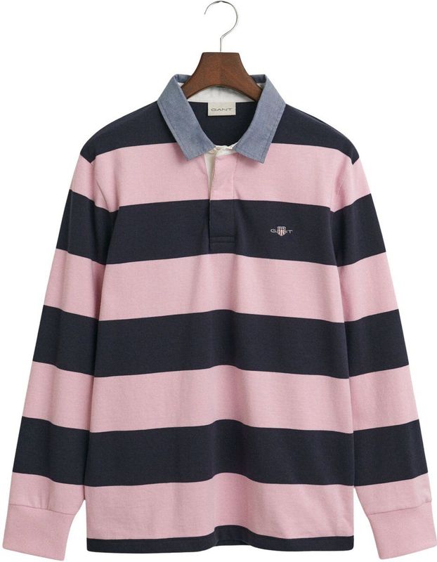 Gant Heavy Rugger Shield Polo - Navy Roze - Heren - Longsleeve