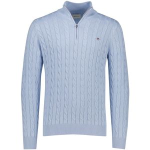 Gant trui lichtblauw half zip 100% katoen