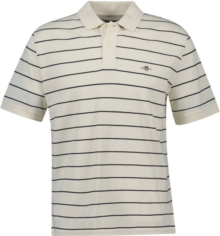 GANT - Gestreepte Korte Mouw Polo - Blauw - Katoen