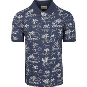 Gant Poloshirt Palm Druck Dusty Navy - Größe XL