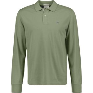 Gant polo lange mouw groen pique effen normale fit katoen