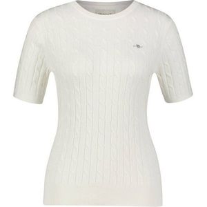 GANT - Trui - Wit - Knitwear - Halve Mouw - Slanke Pasvorm