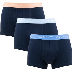 GANT - Boxershorts - Blauw - 3-Pack - Lange Pijp - Stretchkatoen
