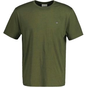 GANT - Shirt - Kaki - Kwartmouw - Normale Pasvorm - Effen