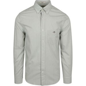 Gant Poplin Banker Overhemd Streep Groen - Maat M - Heren - Overhemden Casual