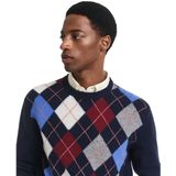 Gant - Argyle - Trui - Normale Pasvorm - Ronde Hals - Lamswol