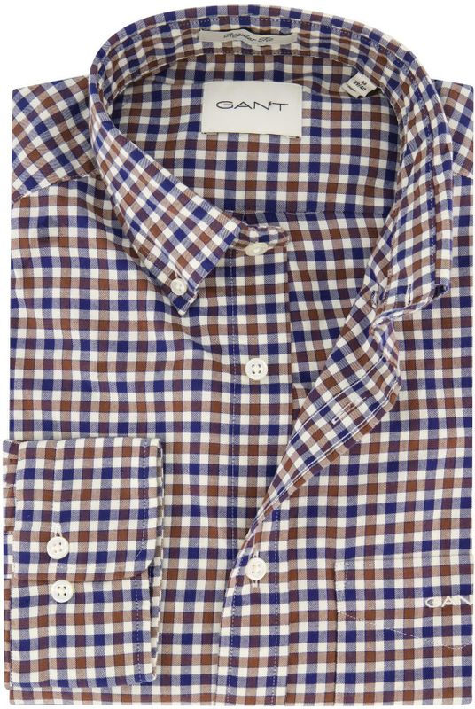 Gant - Casual Overhemd - Bruin - Twill Ruit
