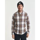 GANT - Regular Casual Overhemd - Beige - 100% Katoen Flanel - Ruitprint