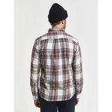 GANT - Regular Casual Overhemd - Beige - 100% Katoen Flanel - Ruitprint