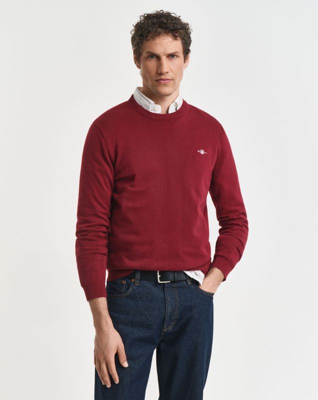 Gant - CLASSIC COTTON C-NECK - Gebreide Trui - Plumped Red - 100% Katoen