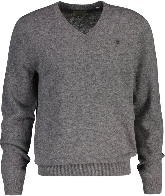 GANT Extra fijne lamswol, V-hals, dark grey melange, S