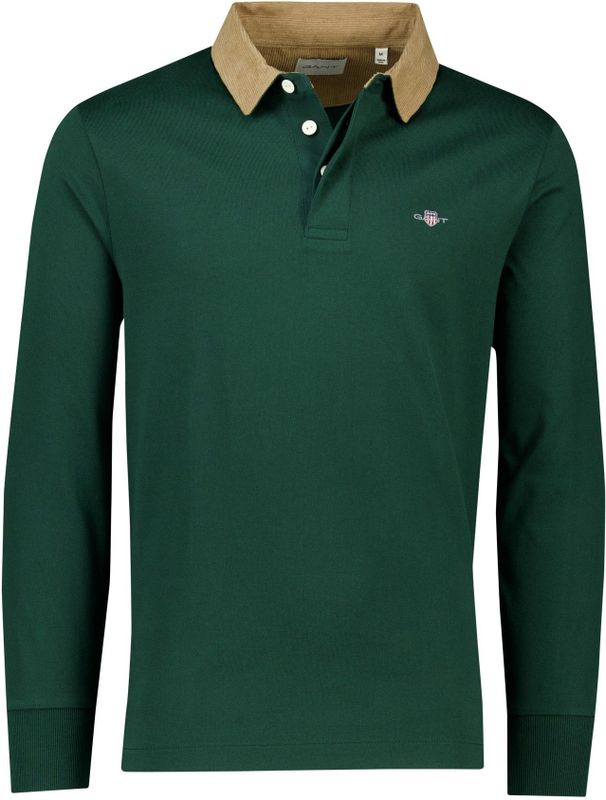 Gant - CORD COLLAR HEAVY RUGGER - Poloshirt - Tartan green - Lange Mouwen